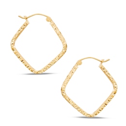 Medium Square Hoop Earrings in 10K Tube Hollow Gold