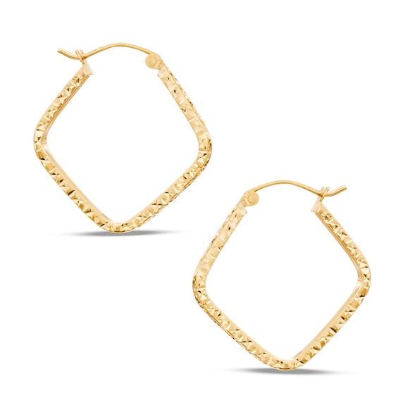 Medium Square Hoop Earrings in 10K Tube Hollow Gold