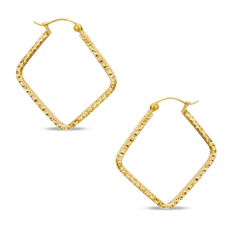 Large Square Hoop Earrings in 10K Gold