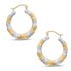 Bamboo Hoop Earrings in 14K Two-Tone Gold