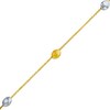Thumbnail Image 1 of Coffee Bean-Style Bead Anklet in 10K Tri-Tone Gold - 10"