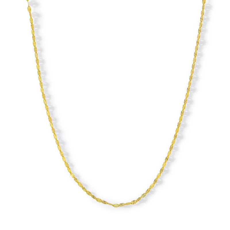 14K Solid Gold Diamond-Cut Sunburst Link Chain Made in Italy - 18"