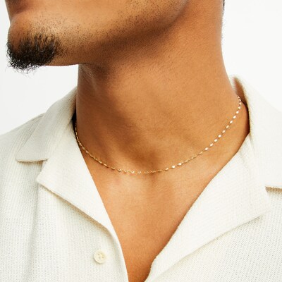 14K Solid Gold Diamond-Cut Sunburst Link Chain Made in Italy - 18"