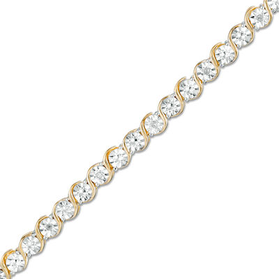 1/20 CT. T.W. Diamond Tennis Bracelet in Sterling Silver and 10K Gold Plate - 7.25"