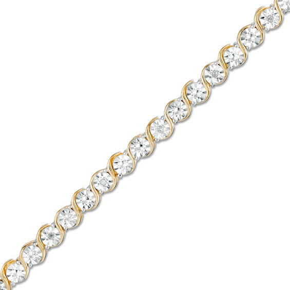 1/20 CT. T.W. Diamond Tennis Bracelet in Sterling Silver and 10K Gold Plate - 7.25"