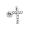 Thumbnail Image 1 of 018 Gauge Crystal Cross Cartilage Barbell in Stainless Steel - 5/16"