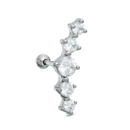 018 Gauge Cubic Zirconia Curved Cartilage Barbell in Solid Stainless Steel
