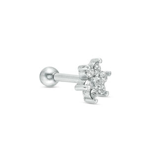 016 Gauge Crystal Star Cluster Cartilage Barbell in Stainless Steel