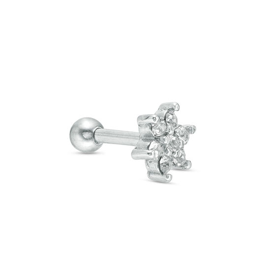 016 Gauge Crystal Star Cluster Cartilage Barbell in Stainless Steel