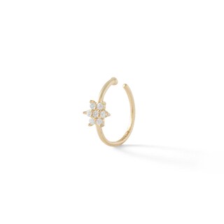 14K Gold CZ Flower Nose Ring - 20G 5/16"