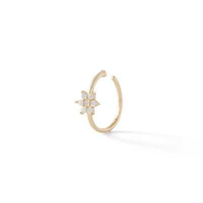 14K Gold CZ Flower Nose Ring - 20G 5/16"