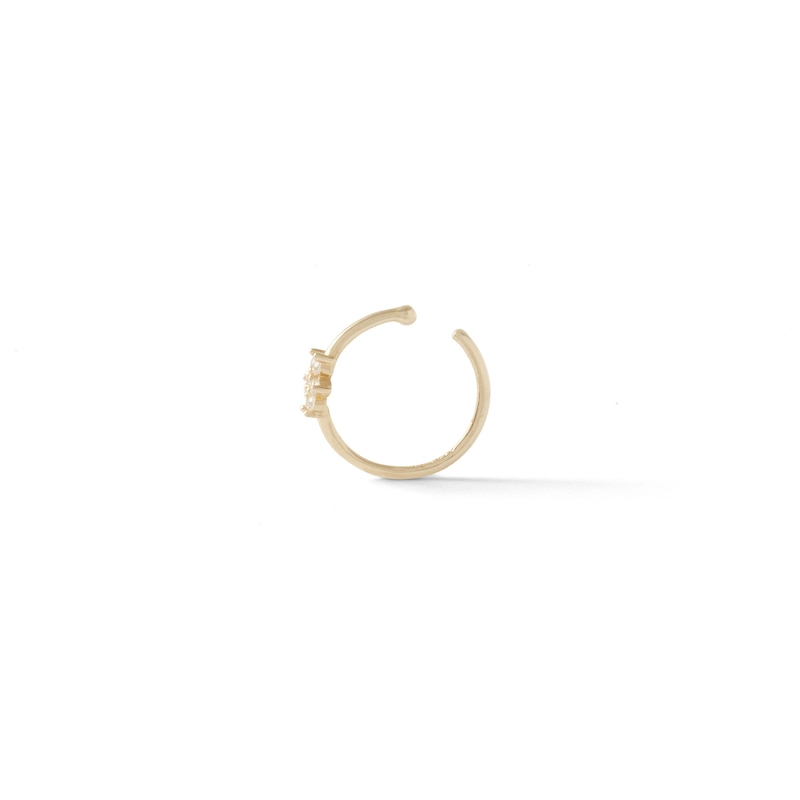 020 Gauge Cubic Zirconia Flower Nose Ring in Solid 14K Gold