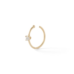 14K Solid Gold CZ Solitaire Nose Ring - 20G 5/16&quot;