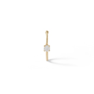 14K Solid Gold CZ Solitaire Nose Ring - 20G 5/16"