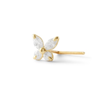 14K Gold CZ Butterfly L-Shape Nose Stud