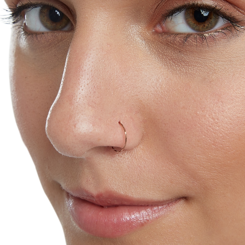 14K Solid Rose Gold Twist Nose Ring - 20G 5/16"