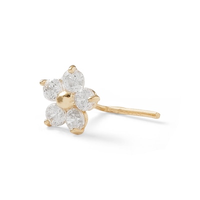 14K Gold CZ Flower L-Shape Nose Stud