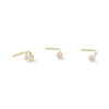 Thumbnail Image 1 of 14K Solid Gold CZ Three Piece Nose Stud Set - 24G 1/4"