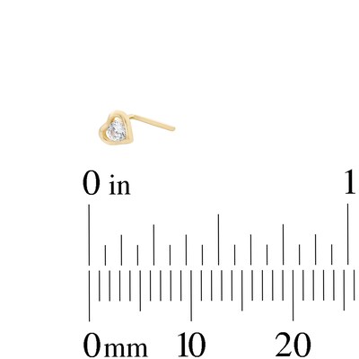 14K Solid Gold CZ Three Piece Nose Stud Set - 24G 1/4"
