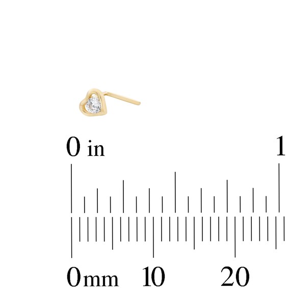 14K Solid Gold CZ Three Piece Nose Stud Set - 24G 1/4"