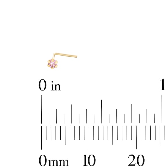 14K Solid Gold CZ Three Piece Nose Stud Set - 24G 1/4"