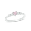 Thumbnail Image 0 of Child's Heart-Shaped Pink and White Cubic Zirconia Ring in Sterling Silver - Size 3