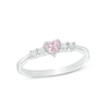 Thumbnail Image 1 of Child's Heart-Shaped Pink and White Cubic Zirconia Ring in Sterling Silver - Size 3