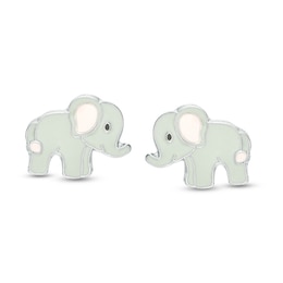 Child's Enamel Elephant Stud Earrings in Sterling Silver