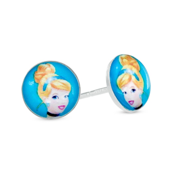 Child's Enamel Cinderella Stud Earrings in Sterling Silver
