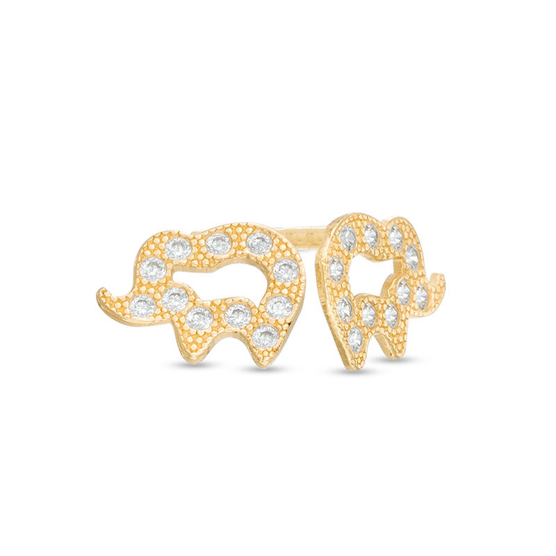 Main Image 1 of Child's Cubic Zirconia Elephant Stud Earrings in 14K Gold