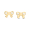 Child's Cubic Zirconia Beaded Bow Stud Earrings in 14K Gold