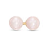 Thumbnail Image 1 of Child's 4mm Dyed Pink Freshwater Cultured Pearl Reversible Ball Stud Earrings in 14K Gold