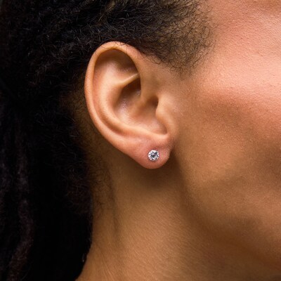 Child's 5mm Cubic Zirconia Solitaire Stud Earrings in 14K White Gold