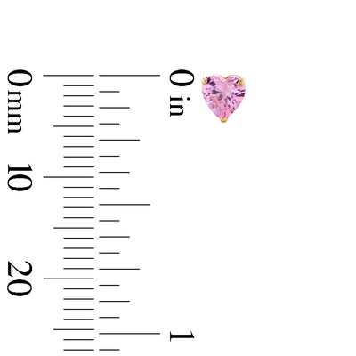 Child's 4mm Heart-Shaped Cubic Zirconia Solitaire Stud Earrings in 14K Gold
