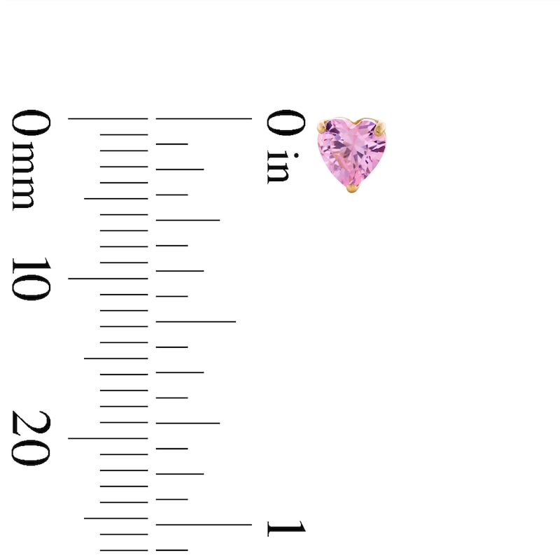 Main Image 2 of Child's 4mm Heart-Shaped Pink Cubic Zirconia Solitaire Stud Earrings in 14K Gold