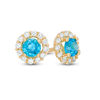 Thumbnail Image 0 of Child's 4mm Blue and White Cubic Zirconia Frame Stud Earrings in 14K Gold