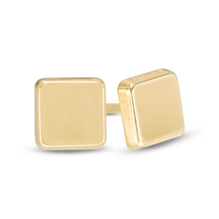 Square Stud Earrings in 10K Hollow Gold