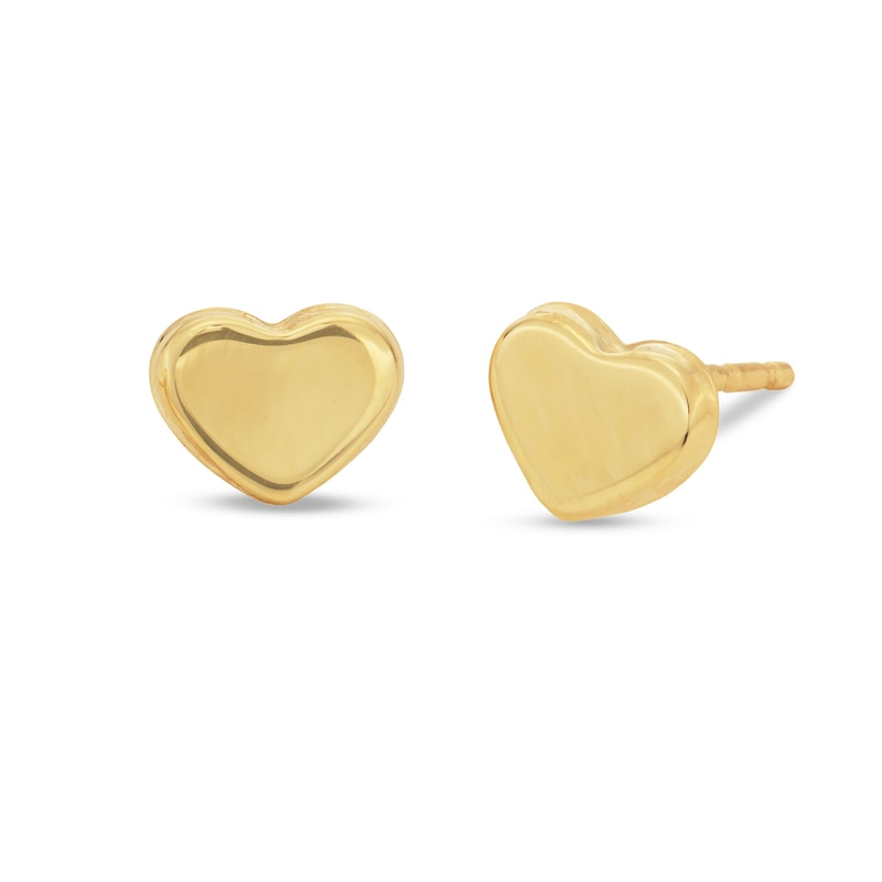 Heart Stud Earrings in 10K Hollow Gold