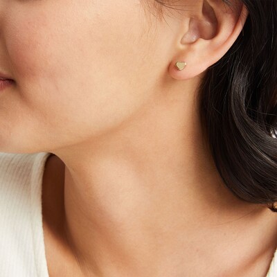 Heart Stud Earrings in 10K Hollow Gold