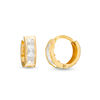 Princess-Cut Cubic Zirconia Reversible Huggie Earrings in 14K Two-Tone Gold