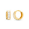 Thumbnail Image 1 of Princess-Cut Cubic Zirconia Reversible Huggie Earrings in 14K Two-Tone Gold