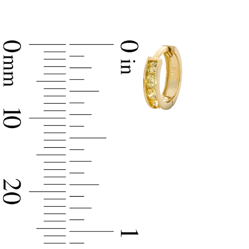 Main Image 5 of Cubic Zirconia Five Stone Huggie Hoop Earrings in 14K Solid Gold