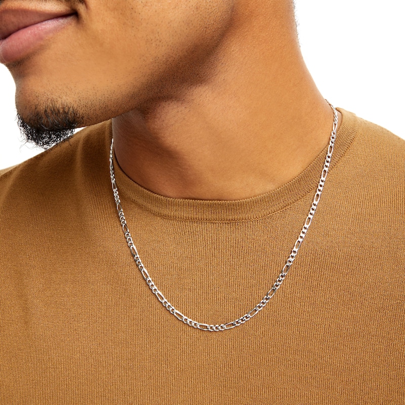 Main Image 2 of Sterling Silver Figaro Chain Made in Italy - 22"