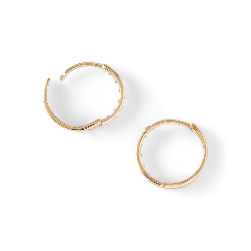 Cubic Zirconia Huggie Hoop Earrings in 14K Gold