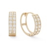 Thumbnail Image 0 of Cubic Zirconia Double Row Huggie Hoop Earrings in 14K Solid Gold