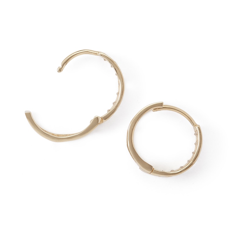 Cubic Zirconia Double Row Huggie Hoop Earrings in 14K Gold