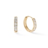 Cubic Zirconia Five Stone Huggie Hoop Earrings in 14K Gold