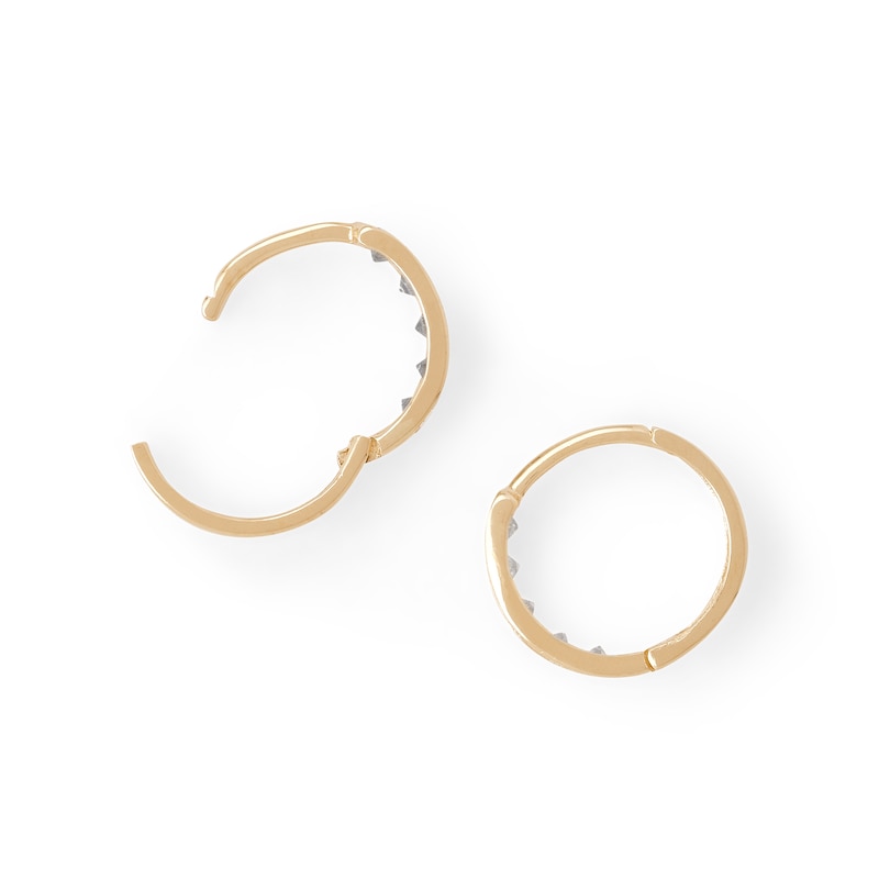 Main Image 2 of 14K Solid Gold CZ Five-Stone Huggie Hoops
