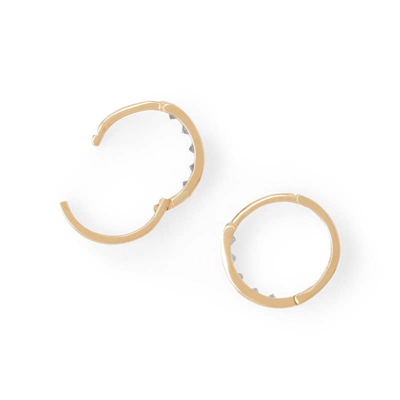 14K Solid Gold CZ Five-Stone Huggie Hoops