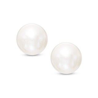 8mm Freshwater Cultured Pearl Stud Earrings in 10K Gold